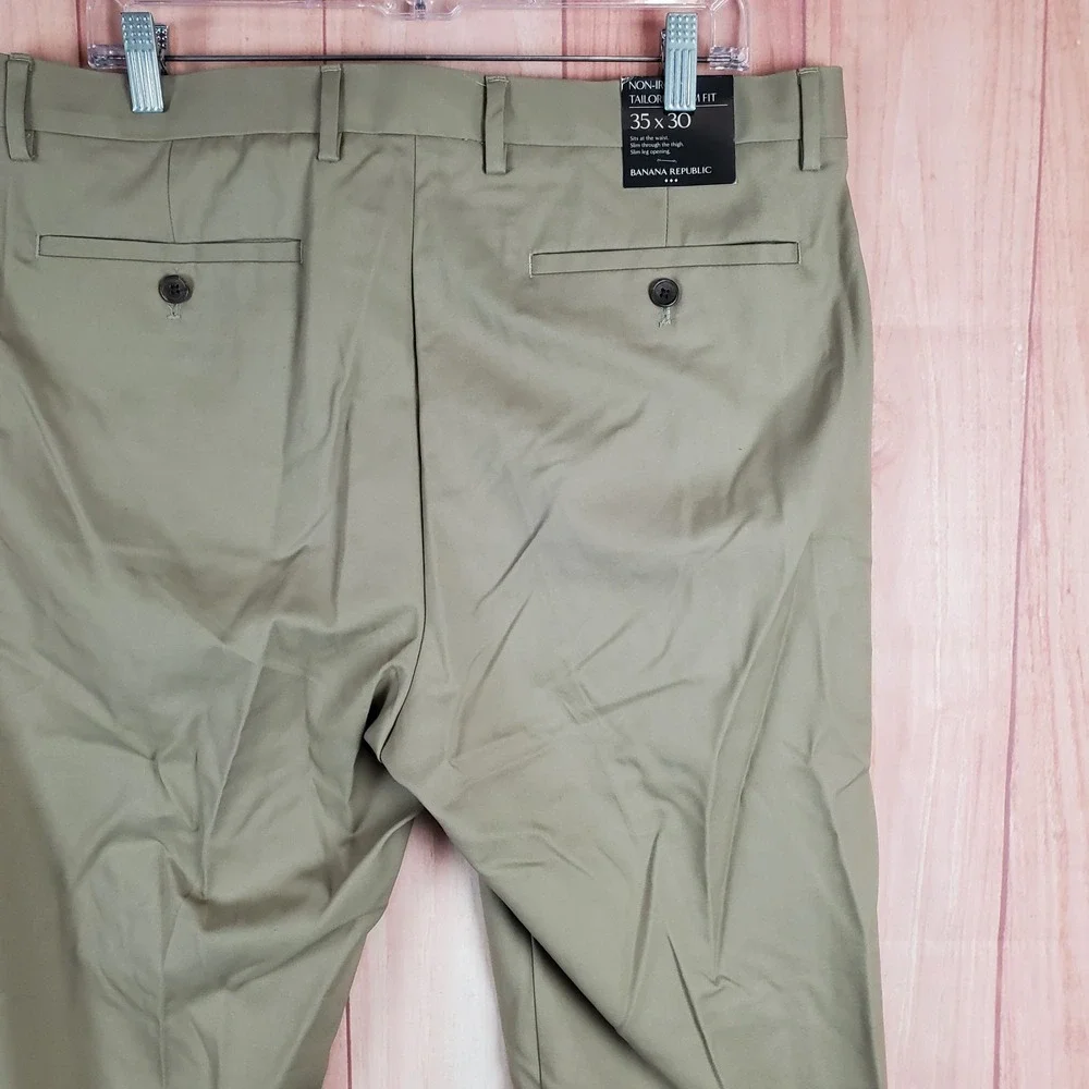 Banana Republic Dress Pants Mens Sz 35 35x30 Non-Iron Tailored Slim Fit Classic